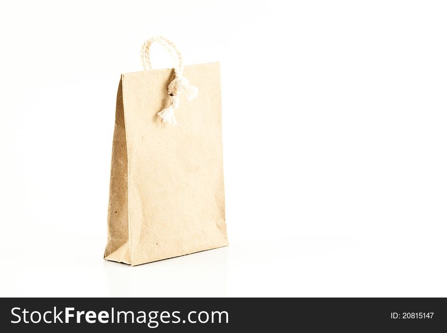 Recyclable paper bag isolated on white background
