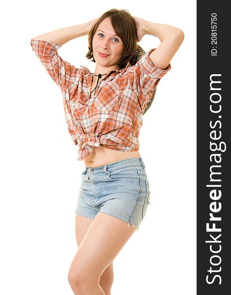 Cowboy woman on a white background. Cowboy woman on a white background.