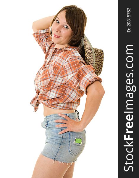 Cowboy woman on a white background. Cowboy woman on a white background.