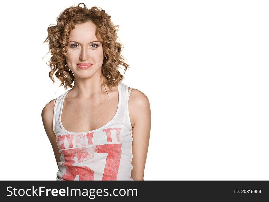 Portrait of happy smiling woman , Isolated on white background