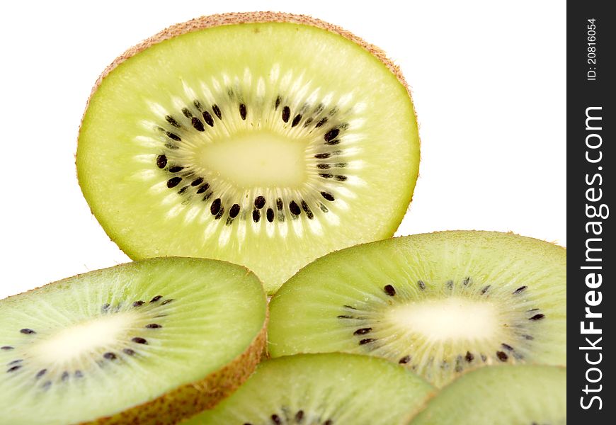 Color photograph of sliced pieces of kiwi fruit. Color photograph of sliced pieces of kiwi fruit