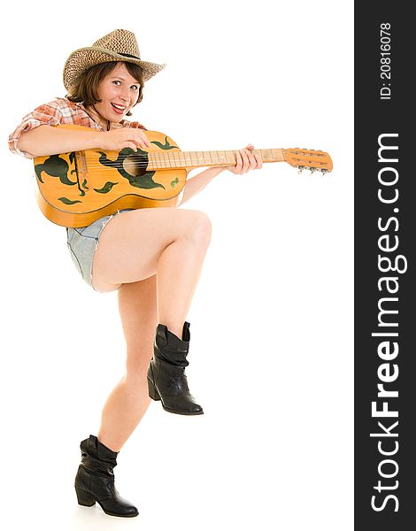 Cowboy Woman With A Guitar.