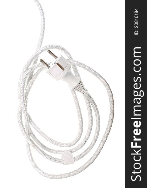 White Electric Cable Isolated