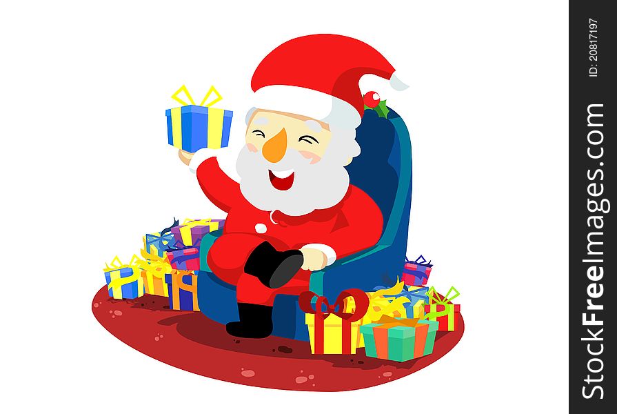 Illustration of christmas santa with present