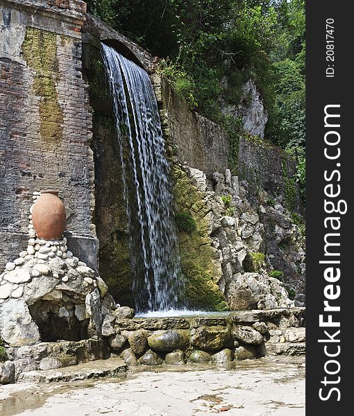 Spring and artificial waterfall in New Aphon, Abkhazia