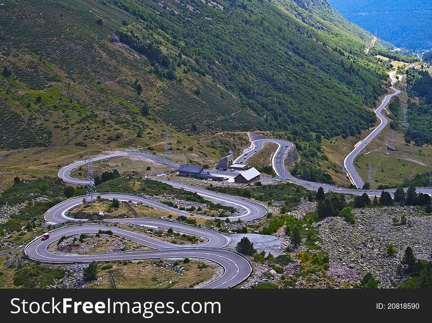 Road in a mountain pass in the Catalan Pyrenees. Road in a mountain pass in the Catalan Pyrenees
