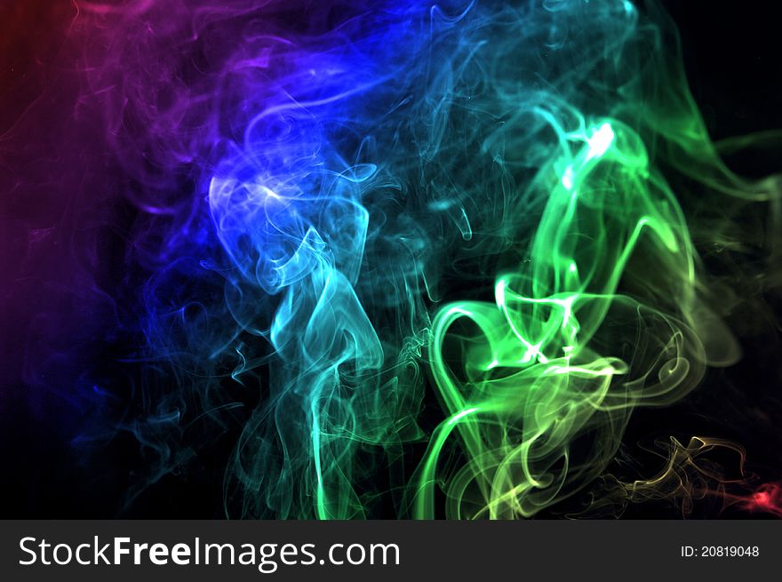 Colorful smoke abstract curly