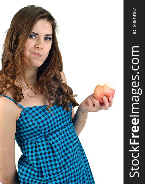 Young Beautiful Woman With Fruit In Studio