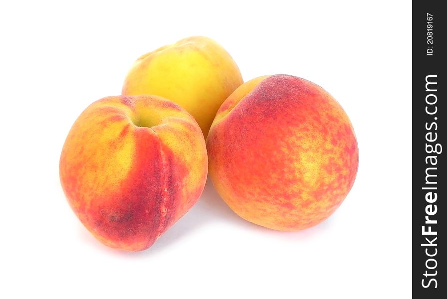 Peaches On A White Background.