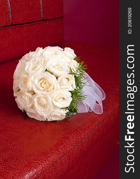 Wedding Bridal Bouquet Of White Roses