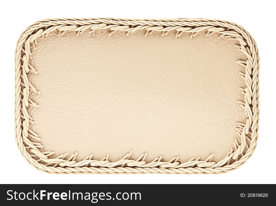 Wicker plastic frame and leather pattern background