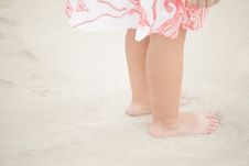 Child Feet On The Sand Stock Images