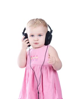 Baby With Headphones Royalty Free Stock Photo