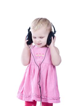 Baby With Headphones Royalty Free Stock Photo Baby With Headphones Royalty Free Stock Photo