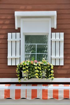 Decorated Window In Brown Wall Stock Photography Decorated Window In Brown Wall Stock Photography