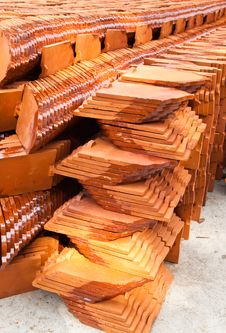 Stack Of Ceramic Roof Tiles Stock Photography