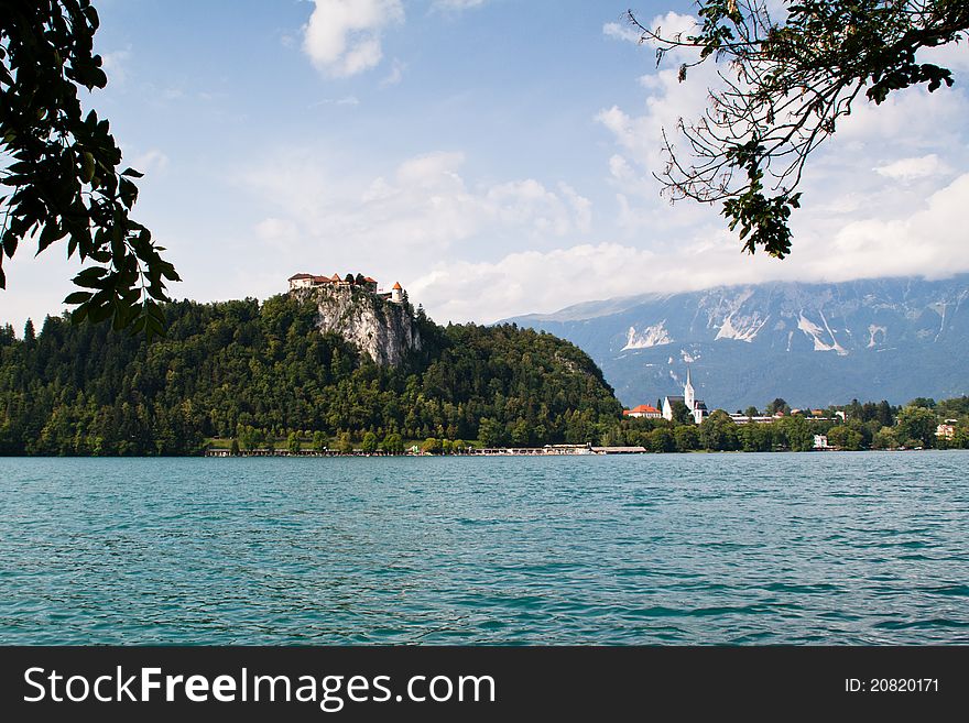 The castle at the banks of lake Bled in Slovenia. The castle at the banks of lake Bled in Slovenia