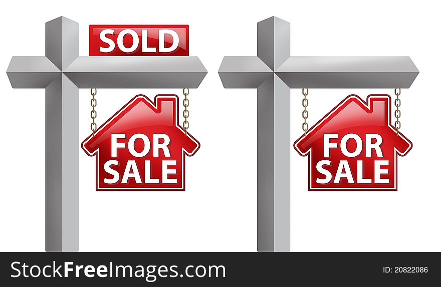 Digital illustration of For Sale sign in front of World. Digital illustration of For Sale sign in front of World