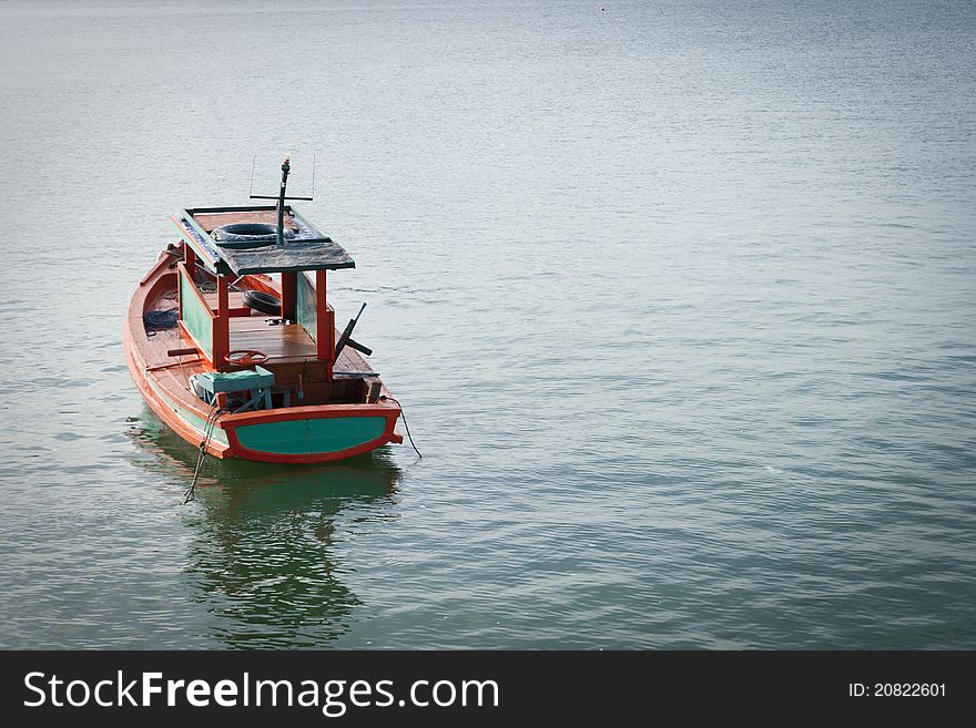 Lonely boat in the thailand sea