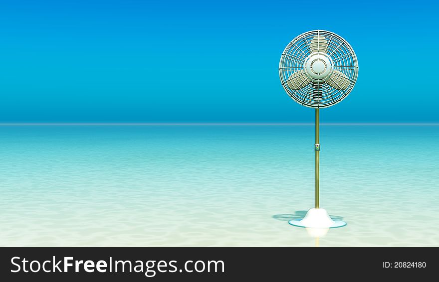 Image of electric fan on the beach