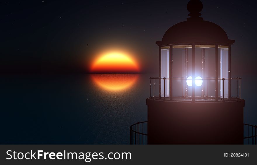 Image of lighthouse and sunrise