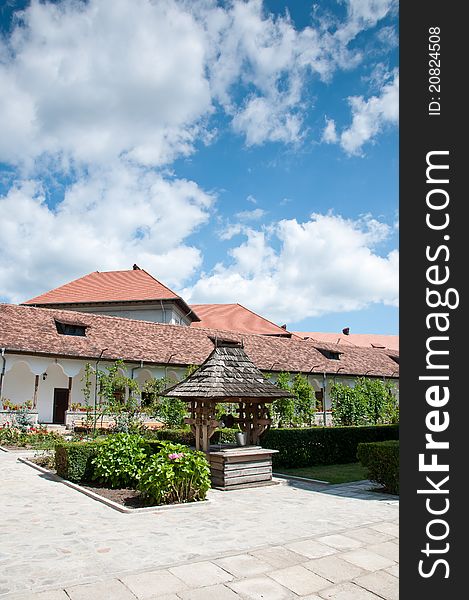 Courtyard of an orthodox monastery in a sunny day