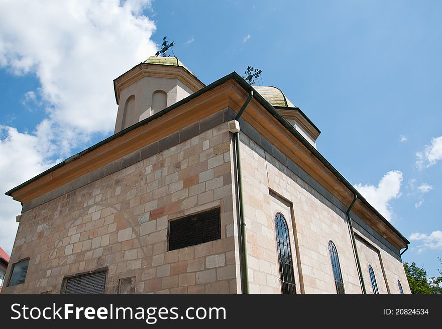 Traditional stone church in a Romanian monastery. Traditional stone church in a Romanian monastery