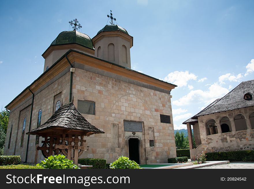 Traditional stone church in a Romanian monastery. Traditional stone church in a Romanian monastery