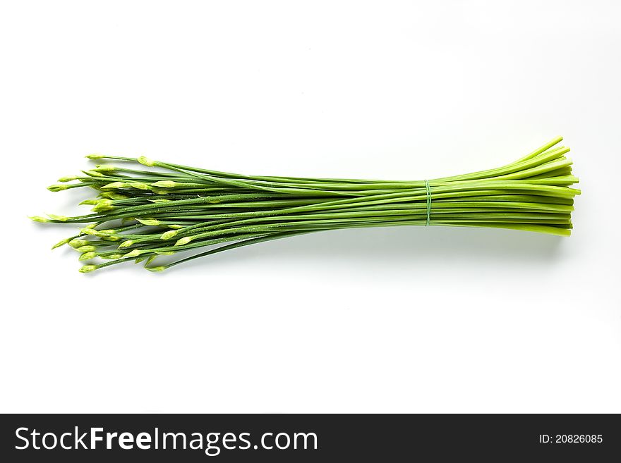 Chinese leek on white background