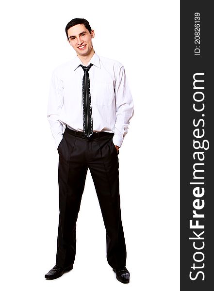 Young Businessman Isolated Over White