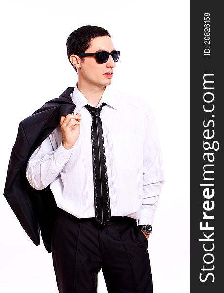 Young businessman in sunglasses