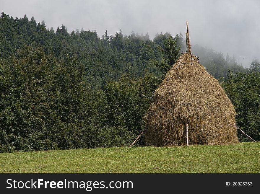 Haystack on a meadow on mountain Tara in Serbia. Haystack on a meadow on mountain Tara in Serbia