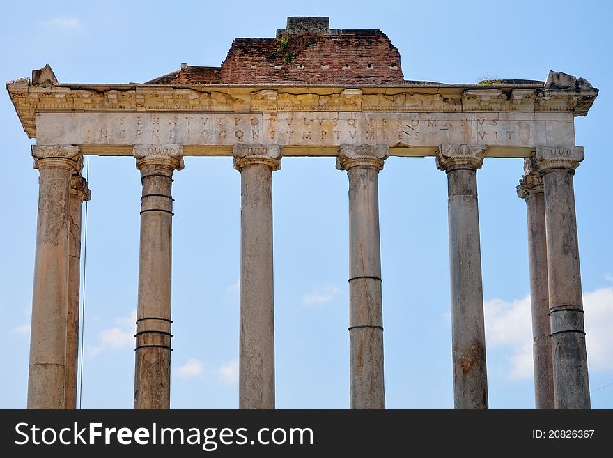 Ancient classical Portico against a blue sky. Rome, Italy. Ancient classical Portico against a blue sky. Rome, Italy