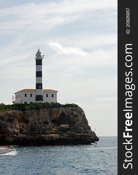 View of Porto Colom Lighthouse in Mallorca (Spain)