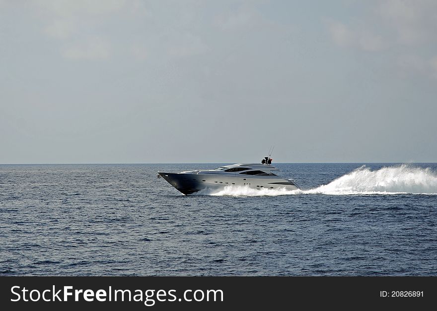 View of an sportive an luxury boat