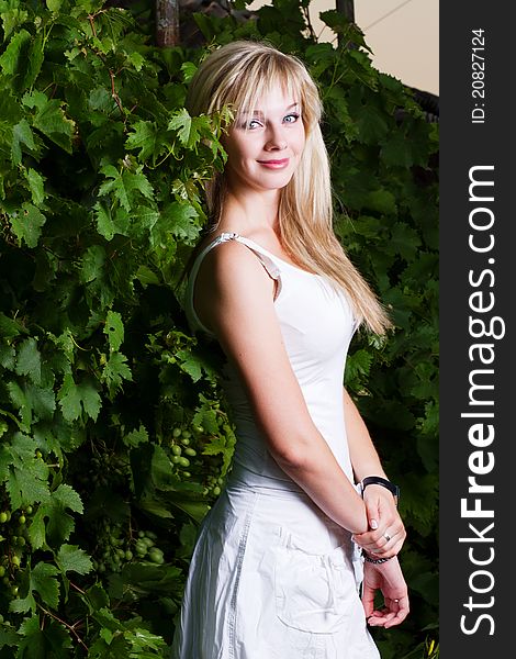 Young Attractive Blond Girl Posing Outdoors