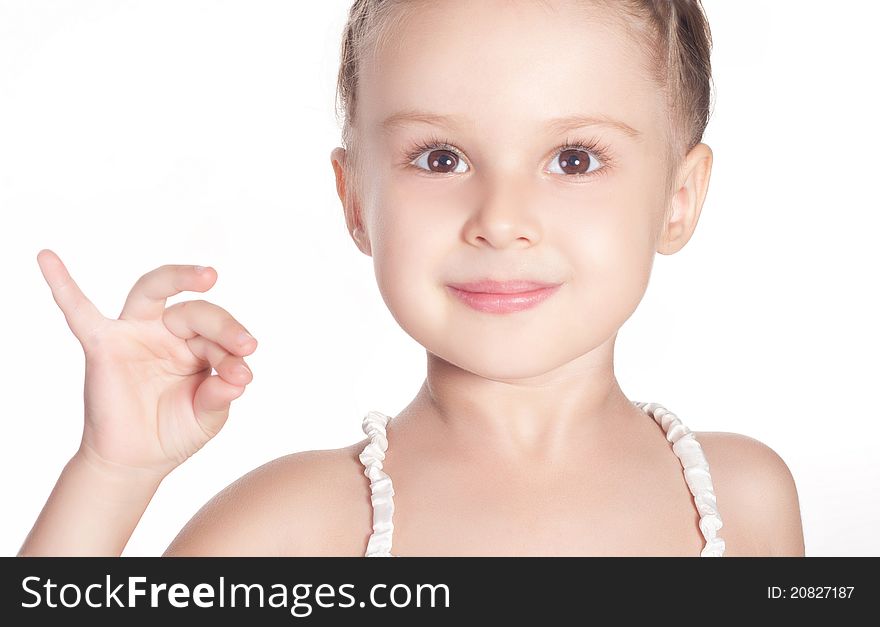 Little beautiful smiling girl closeup portrait