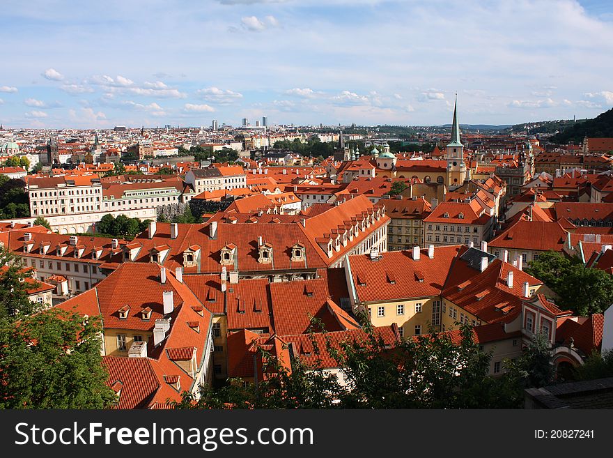 Cityscape of Prague old town in Czech Republic. View from cathedral. Cityscape of Prague old town in Czech Republic. View from cathedral