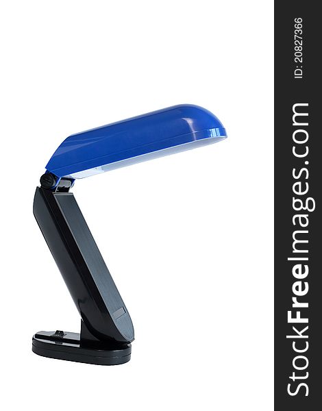 Modern folding blue desk lamp isolated on white background. Clipping path is included. Modern folding blue desk lamp isolated on white background. Clipping path is included
