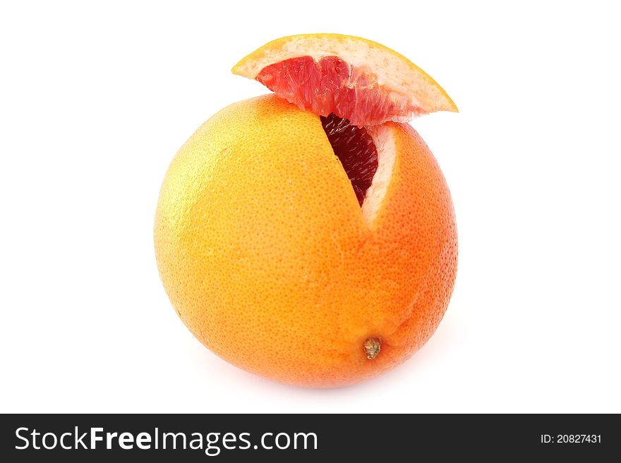 Grapefruit on white background isolated  macro close-up photo