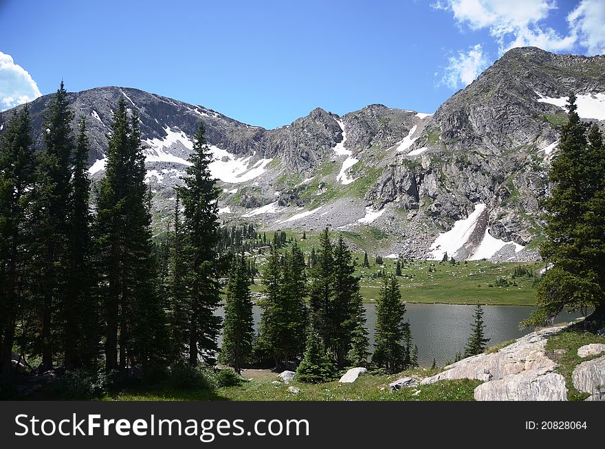 High country lake in the mountains of Colorado in summer. High country lake in the mountains of Colorado in summer