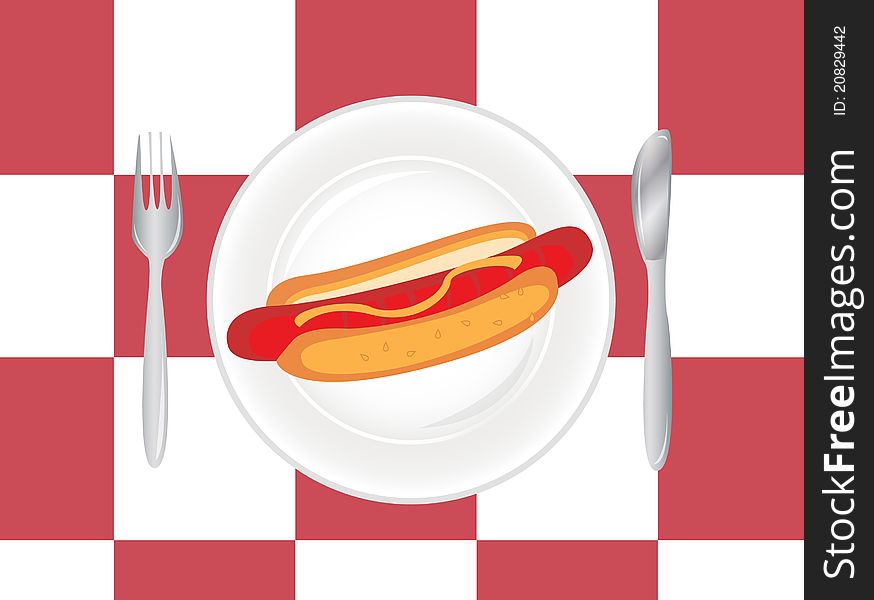 Hot dog with place setting