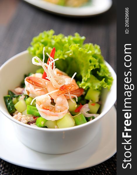 Thai fusion food, Fern and seafood salad. Thai fusion food, Fern and seafood salad