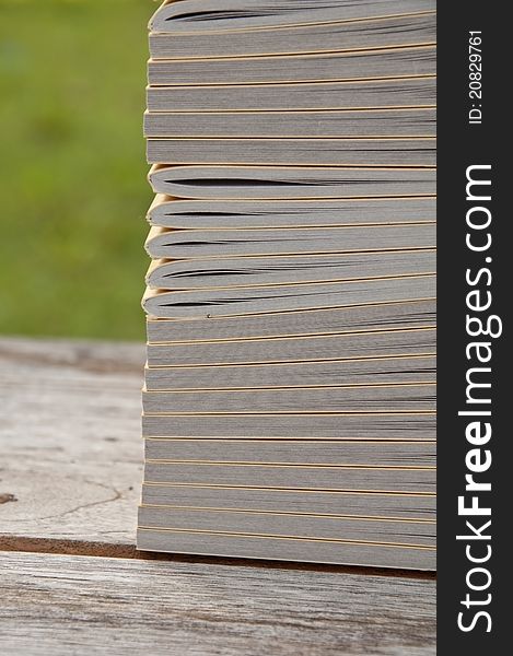 Book stacking background as white isolate background