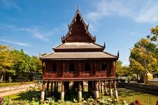 Wooden Buddhist Church Royalty Free Stock Photo