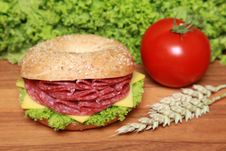Bagel With Salami Stock Images Bagel With Salami Stock Images