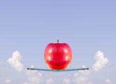 Red Apple Levitation On The Glass Ship Royalty Free Stock Images Red Apple Levitation On The Glass Ship Royalty Free Stock Images