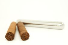 Cigars, Stainless Steel Container Stock Images
