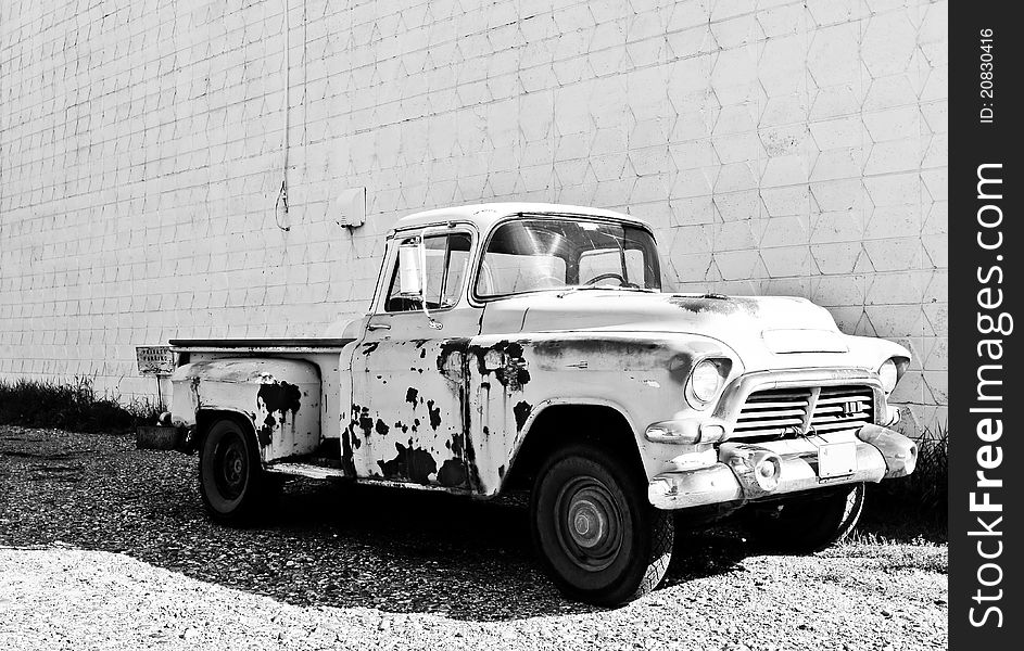 Classic truck from 1950's with damaged paint job