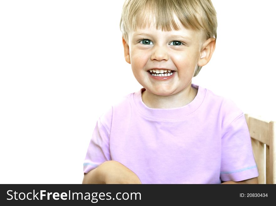 Smiling three-year-old boy on white background. Smiling three-year-old boy on white background